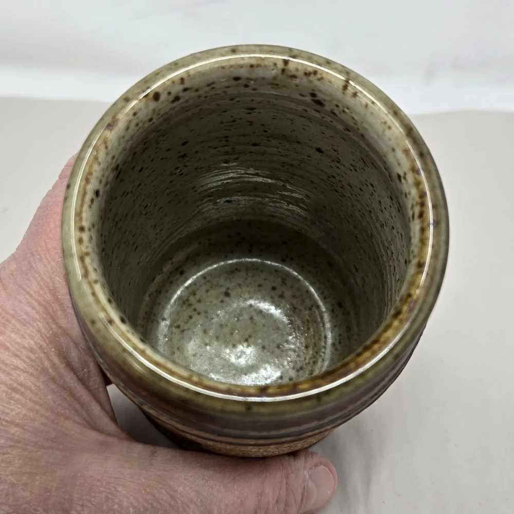 Barnes Studio Pottery Vase or Glass Swimming Fish Rustic Exterior Handmade Signd